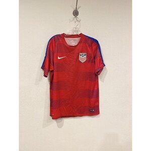 United States Soccer Shirt Mens Large Red Blue Nike USA Dri Fit Authentic FIFA